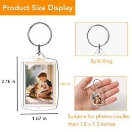 Aiqriwv 150-Pack Clear Acrylic Photo Keychains - Blank Insert Keychain with Metal Ring for DIY Personalization, Gift Favors, Double-Sided Display (2.17" x 1.57")