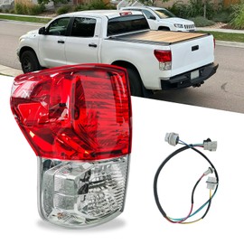 Taillight Assembly for 2007 2008 2009 2010 2011 2012 2013 Toyota Tundra OE Style Driver Side Halogen Rear Brake Tail Light Lamp w/Wiring Harness Replacement for TO2801165 TO2800183