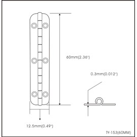 QCAA Solid Brass 180 Degree Small Piano Hinge Wooden Jewery Box Hinge, Cabinet Closet, 2.36" x 0.51", Matte Black, 4 Pack, Made in Taiwan