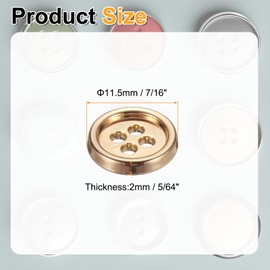 sourcing map 20pcs Metal Sewing Button, 11.5mm 4-Hole Round Suit Shirts Coats Clothes Sewing Buttons for Decoration Craft, Gold