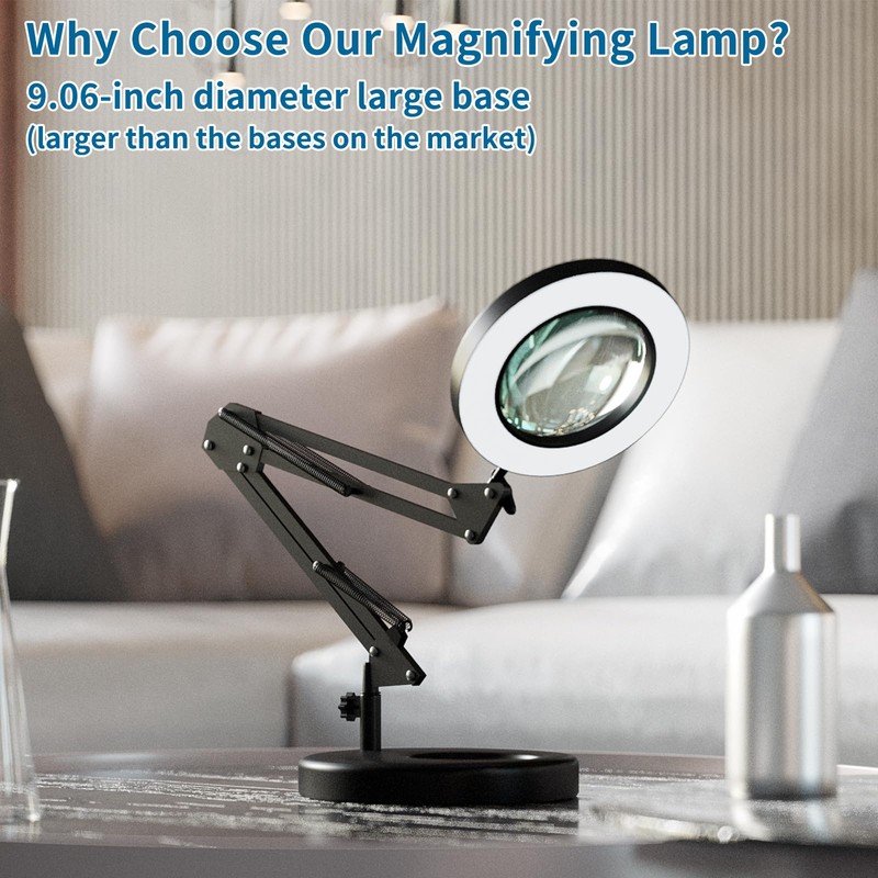 HITTI 【Upgraded】 12X LED Magnifying Lamp, 1,800 Lumens Stepless Dimmable,