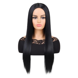 Long Straight Black Wig for Women 31 inch Black Straight Center Part Wigs Halloween Costume Wig Cosplay Wigs Hair for Vampire Witch Daily Party Use