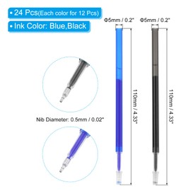 PATIKIL Erasable Gel Pen Refills, 24 Pcs Gel Ink Pens Refills Press Click Pen Fine Point 0.5mm Retractable Pens for Planner Writing Painting, Black and Blue