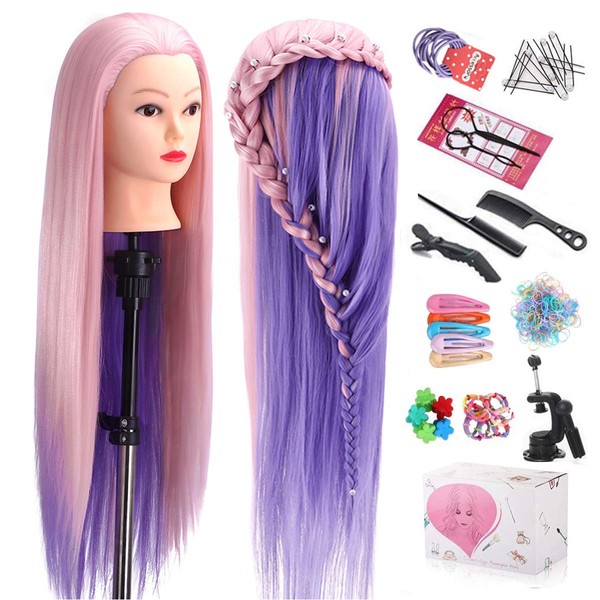 Mannequin Head with Hair, TopDirect 29" Hair Mannequin Manikin Head Hair Practice Cosmetology Hair Doll Head Styling Hairdressing Training Braiding Heads with Clamp Holder and Tools