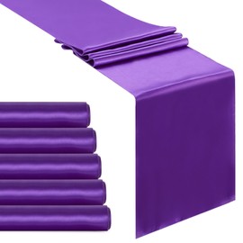 B-COOL Satin Table Runner Purple Table Runners Smooth Fabric Table Runner 5 Pack 12x108 inch for Wedding Birthday Party Baby Shower Table Decoration