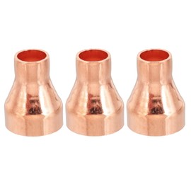 PATIKIL 3/4" to 3/8" ID Copper Reducer, 3pcs 99.9% Pure Copper Reducing Coupling Pressure Fitting Pipe Tube Connector Adapter with Sweat Solder Connection