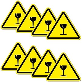 Pack of 8 Warning Stickers 6 x 5 cm Fragile UV Protection Laminated Waterproof Digital Print Warning