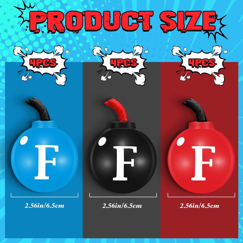 Gemscream 12 Pcs Funny Bomb Stress Ball 2.5" Novelty Stress