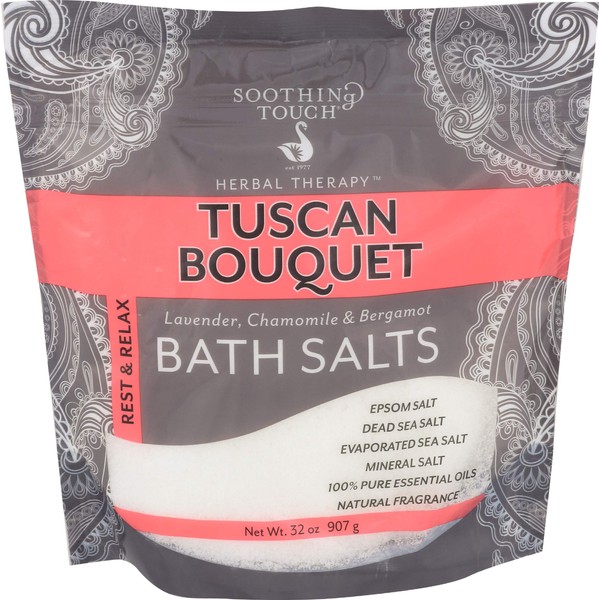 Soothing Touch Rest & Relax Tuscan Bouquet Bath Salts Lavender Chamomile & Bergamot, Floral, 32 Oz