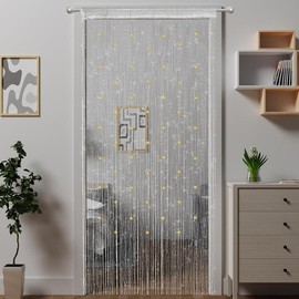 Beaded Curtain Door String Curtains,Doorway Beads Curtains Hanging Room Divider Beaded Decor Hippie Glitter Fringe Panel Closet Window Doors Sequin Boho Doors Tassel (White) - Colour: Coffee