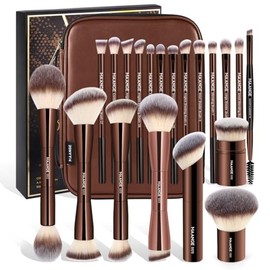 MAANGE Juego de 20 brochas de maquillaje con bolsa, brocha Kabuki de doble punta, brocha de base y contorno para líquido, polvo, corrector, sombras de