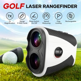 GENKI 1000m Hunting Golf Range with Slope, 1200Yard, 7X Laser Rangefinder Slope Compensation Flag Pole Lock Vibration USB Charging Distance Measuring Accessory