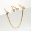 BRAYEG Two Hole Earrings Double Chain Stud Earrings 18K Gold