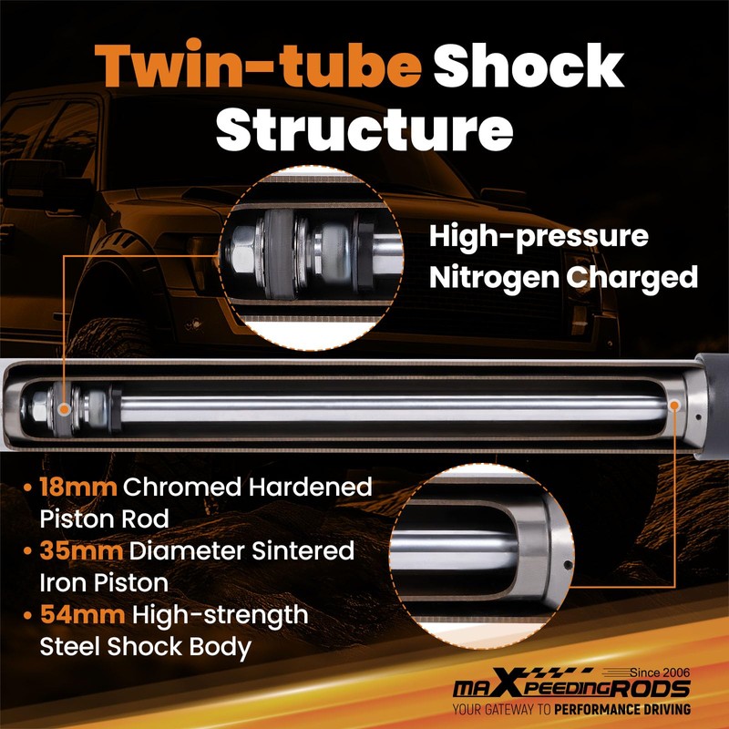 maXpeedingrods 0-2.5” Lifted Rear Shocks for Nissan Titan 4WD 2004-2015,