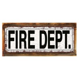 Homebody Accents Framed Fire Dept. 6"x16" Metal Sign, Rustic, Fireman, First Responder, Hand-Crafted from Reclaimed Materials