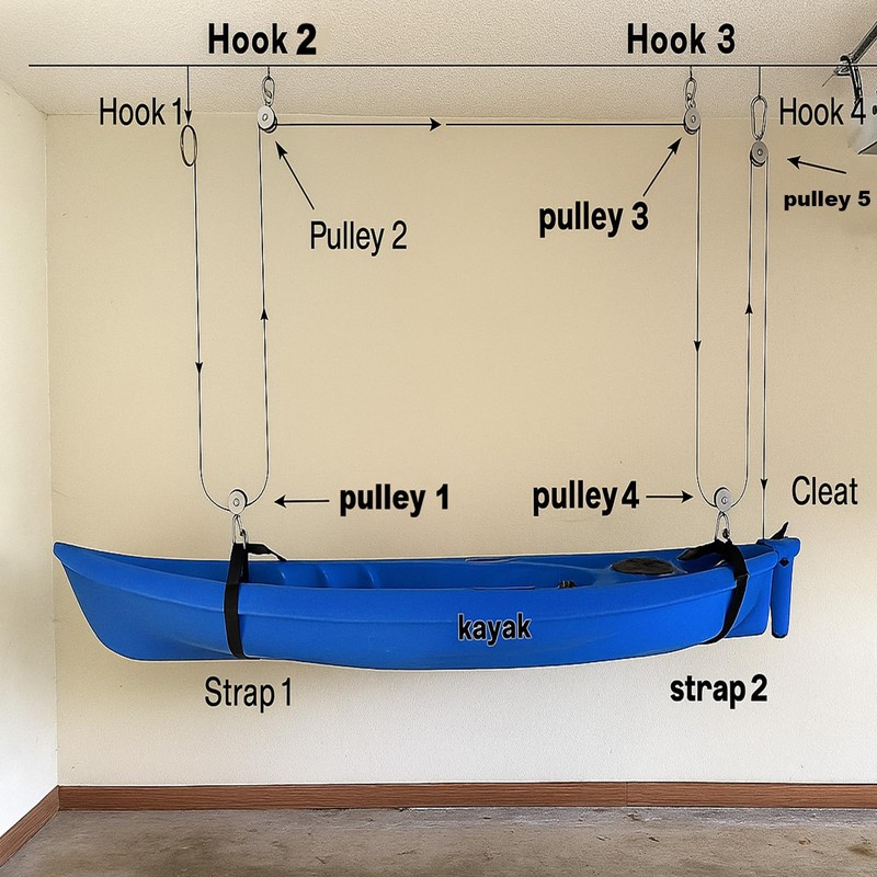 Heavy Rope Hoist Stainless Steel Pulley System with Storage Straps