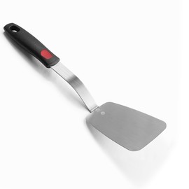 Stainless Steel Flexible Spatula Solid Turner, XiaoZu Thin Metal Spatula for Cast Iron Skillet, Thin Blade and Heat Resistant Silicone Handle, Great for Egg, Cookie, Meat, Crep, Medium