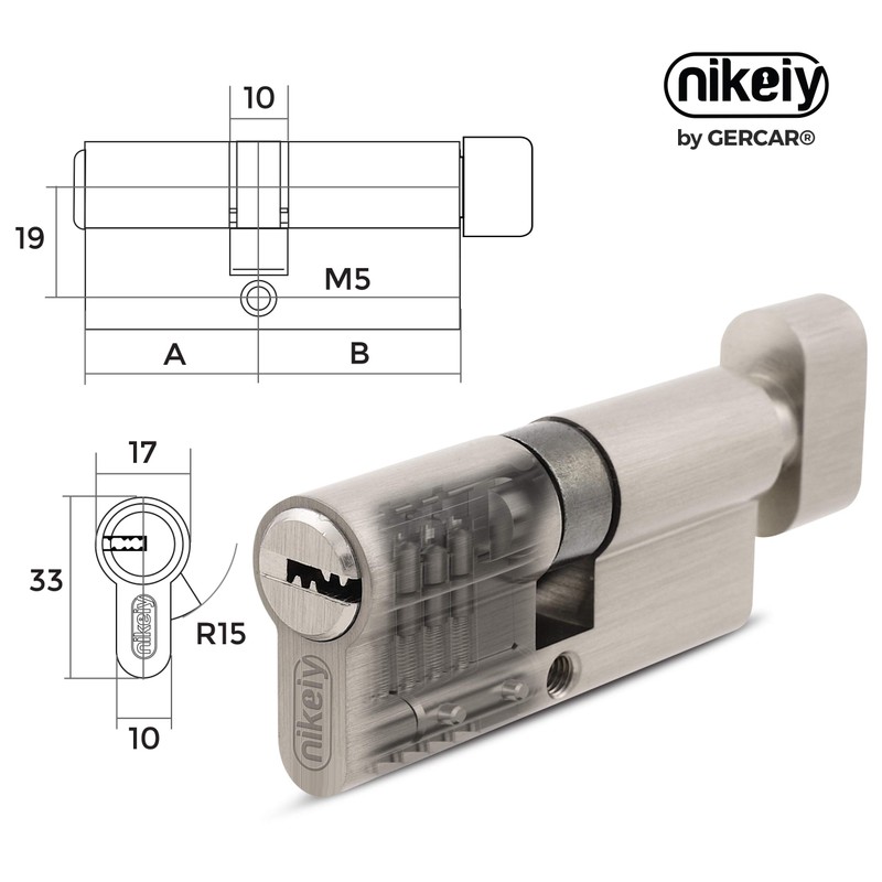 GERCAR Pro Knob Cylinder 35/35 Solid Lock with Knob Cylinder