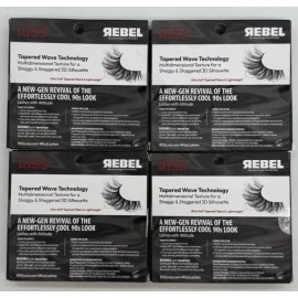 Kiss 4PK Kiss Rebel 3D Voluminous Shaggy Faux Mink Effect Volume Up Lash W Bonus Glue
