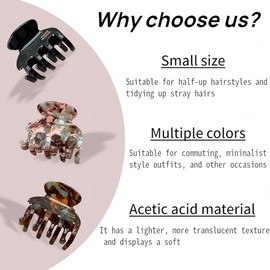 4 pinzas pequeñas para mujer, pinzas antideslizantes para cabello grueso/fino, pinzas francesas medianas, linda pinza de carey de 4,5 cm para media me