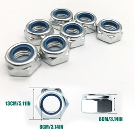 M8 Nyloc Nuts, 8mm Locking Nuts, (Pack of 20), Metal Steel Sheet Zinc Plated with Nylon Insert