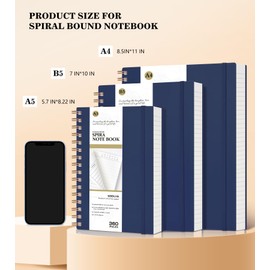 Spiral Notebook Journal,360 Pages College Ruled Notebook, Lined Thick Journals for Women Men,A5 Thick Spiral Journal for Writing,100GSM Paper, Spiral Notebooks for Work School 5.5"x8.5" Blue