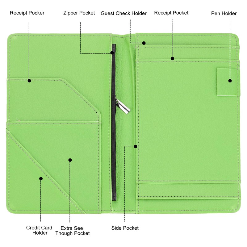 PATIKIL Server Book Organizer with Zipper Pocket, 8" x 5"