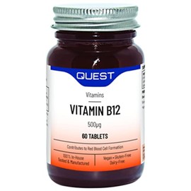 Quest - High Strength Vitamin B12 Supplement 500mcg Tablets for Normal Red Blood Cells Formulation and Energy Metabolism. Reduces Tiredness and Fatigue. Vegan, Gluten-Free (60 Tablets)