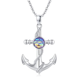 Anchor Pendant Chain 925 Sterling Silver Anchor Decorative Anchor Chain Necklace Birthday Gifts for Women Girls, Sterling Silver