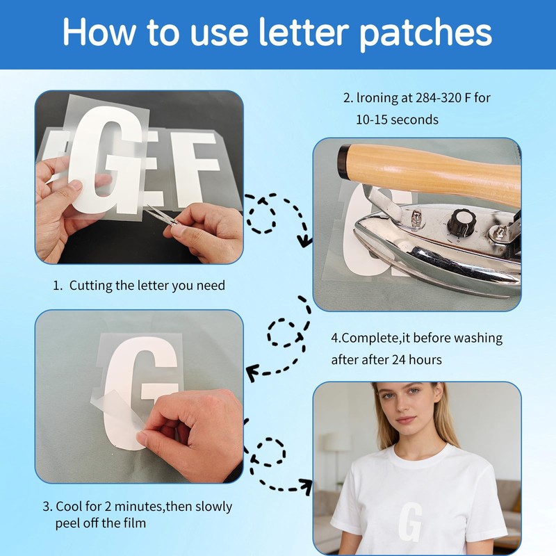 CXWLJL 26 Sheets Iron on Letters for Clothing, 6 Inch