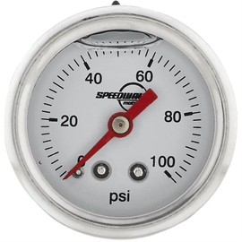 Speedway Motors Liquid Filled Fuel Pressure Gauge, 0-100 PSI