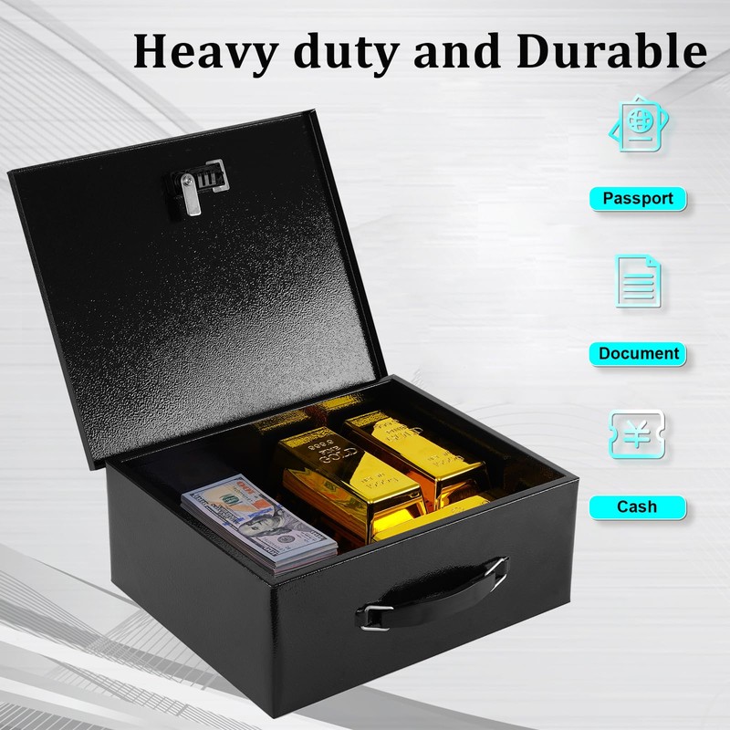Dalmbox Portable Metal Safe Box with Dual Combination and Key