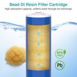 SimPure 20" x 4.5" DI Resin Filters, Whole House Cation Deionized Resin Water Filter Cartridge for DB20P, DB20P-3 (2 Pack)