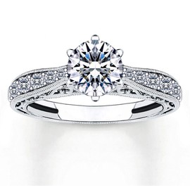 AndreAngel Round-Cut Engagement Ring Crown Design,100% Solid Sterling Silver 925 Cubic Zirconia Stones High-Grade 5A+ 5 mm 0.5 Carats, Metal Gemstone, Cubic Zirconia