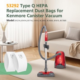 10 Pack 53292 Type Q/C HEPA Vacuum Bags for Kenmore 53292 Canister Vacuum 81214, 81414, 81714, 21814, BC2005, BC3005, 81615, BC7005, 200/400/600/700/800 Series Vacuum Bags