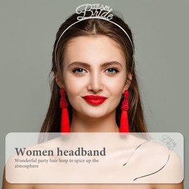 Minkissy 3pcs Team Bride Tiara Bachelorette Headbands Bridal Shower Hair Band Party Decorations Accessories Silver