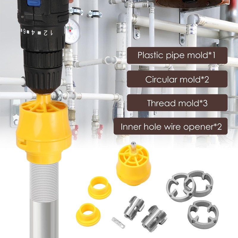 PVC Thread Maker Tool for Electric Drill, Pipe Threader Kit
