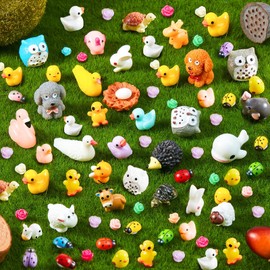 Skylety 100 Pcs Mini Resin Animals Figures Tiny Resin Animal Miniature Small Miniature Duck Figurine for Fairy Garden DIY Micro Landscape Aquarium Ornaments Dollhouse Craft Accessories