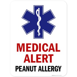 Medical Alert Peanut Allergy Sign, 18x24 Inches, Rust Free .063 Aluminum, Fade Resistant, Made in USA by My Sign Center