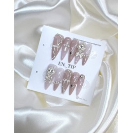 Ash Mood Metal Handmade Nail Tips - Coffin / 애쉬 무드 메탈 수제네일팁 - 코핀