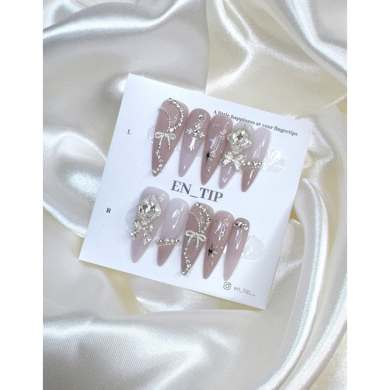 Ash Mood Metal Handmade Nail Tips - Coffin / 애쉬