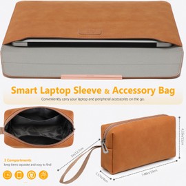 HYZUO 15 Inch Laptop Sleeve Case Cover with Stand Feature for MacBook Pro 15 A1990 A1707 2019-2016, MacBook Air 15 M2 A2941 2024-2023, 15-inch Surface Laptop 7/6/5/4/3, with Pouch, Brown(Smiley)