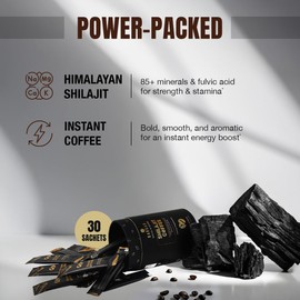 Premium Shilajit Coffee 2000mg - Arabica Coffee, Medium Roast | For energy, Focus & Stamina | 75% Fulvic Acid & 85+ Trace Mineral | Adaptogenic for Vitality & Wellness (30 Count)