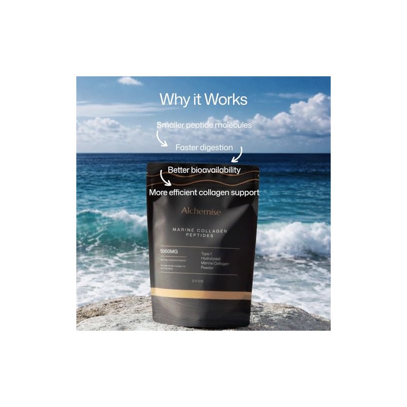 Marine Collagen Powder 200g, Hydrolysed Collagen Peptides Type 1, 40