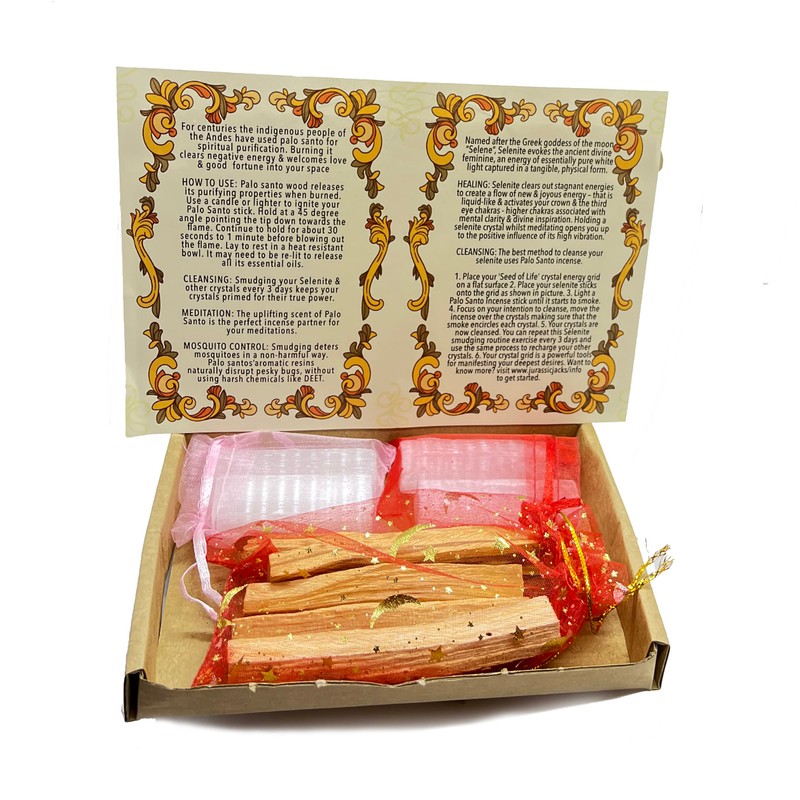 Selenite Crystal Wands & Palo Santo Incense Wood Beginners Cleansing