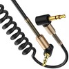 tunghey 2Pack 3.5mm Coiled Cable Dual 90 Degree Right Angle