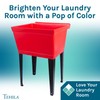 Red Utility Sink Laundry Tub with Black Pull-out Faucet for