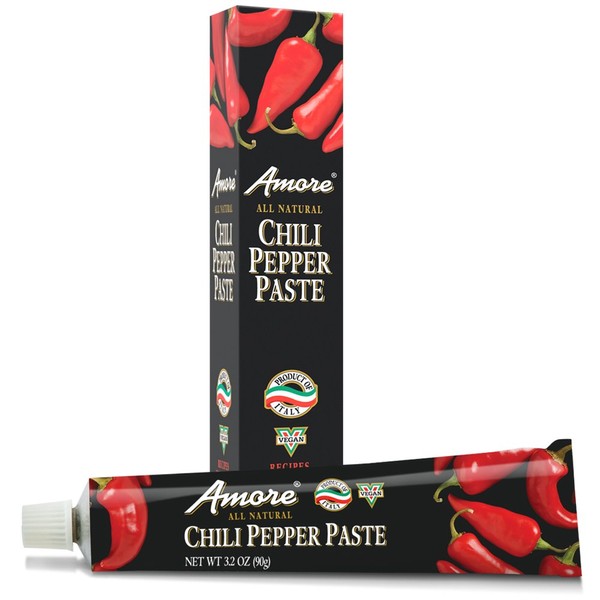 Amore Vegan Chili Pepper Paste In A Tube - Non GMO Certified and Made In Italy (Pack of 6)