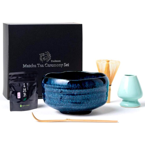 Houkouen Matcha Tea Ceremony Set, 5 Pcs (Hoshinoen Matcha Green Tea,