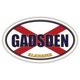 Gadsden City Alabama State Flag | AL Flag Etowah County Oval State Colors Reflective Sticker Car Decal 3x5 inches